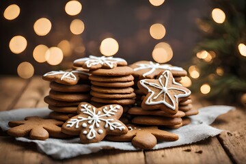 Christmas gingerbread cookies on the table
