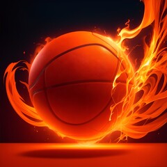 Fototapeta premium basketball ball on fire