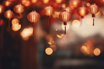 Chinese new year lanterns. Chinese New Year lanterns. Festive blurred background
