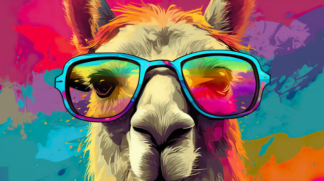 Pop Art Funny Capybara Wearing Glasses With A Colored Background