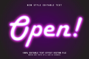 open editable text effect neon style