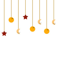 Moon Crescent And Star Dangling