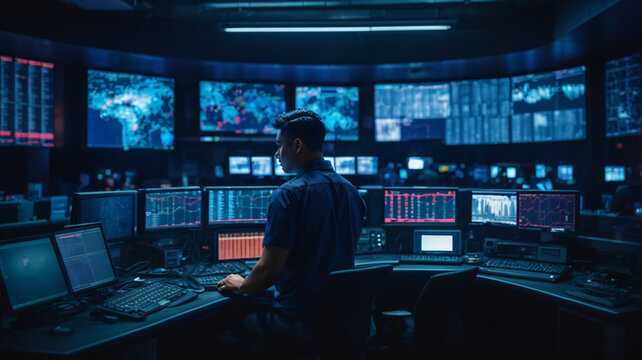 The power of digital technology with a focus on a software engineer utilizing a computer with lines of code, data analysis, and AI algorithms to improve business operations