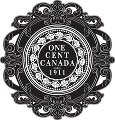 Canada one cent 1911 with vintage frame
