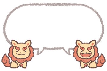 シーサーと吹き出し線画