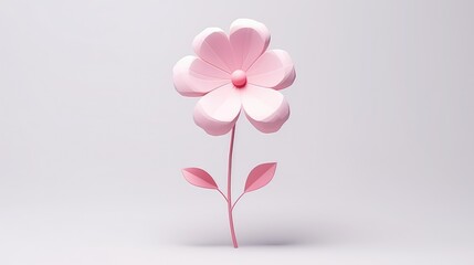 3d Illustration Simple Pink Flower in Isolated Background