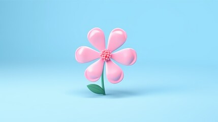 3d Illustration Simple Pink Flower in Isolated Background
