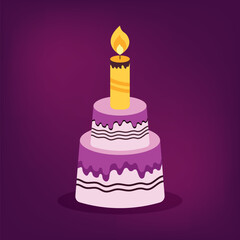 Pink birthday cake with candle