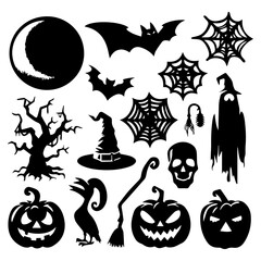 ghost Halloween vector silhouette full black color white background