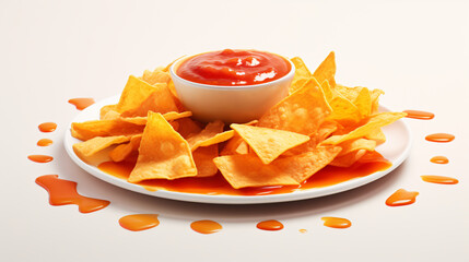 Delicious Plate of Chips and Salsa on a White Background