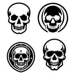 skull vector logo concept illustration flat black color
