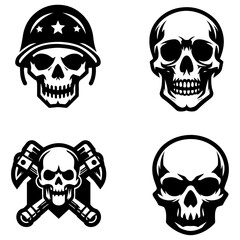 skull vector logo concept illustration flat black color