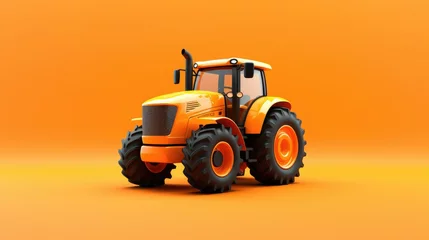 Foto op Aluminium 3d Illustration Simple Tractor in Isolated Background © Galih