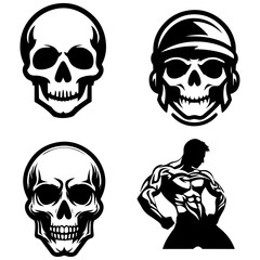 skull vector logo concept illustration flat black color