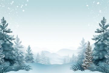 Obraz premium Illustration of a winter wonderland with snow-covered trees created with Generative AI technology