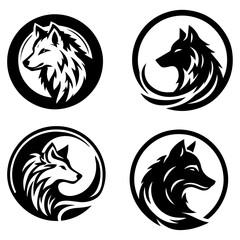 Wolf logo concept vector illustration black color a set of group