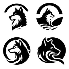 Wolf logo concept vector illustration black color a set of group