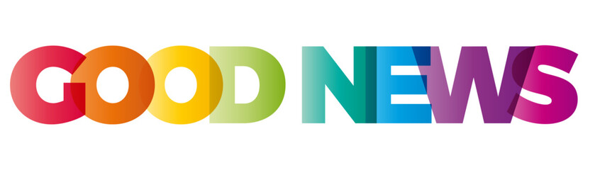 The word Good news. Vector banner with the text colored rainbow. - obrazy, fototapety, plakaty