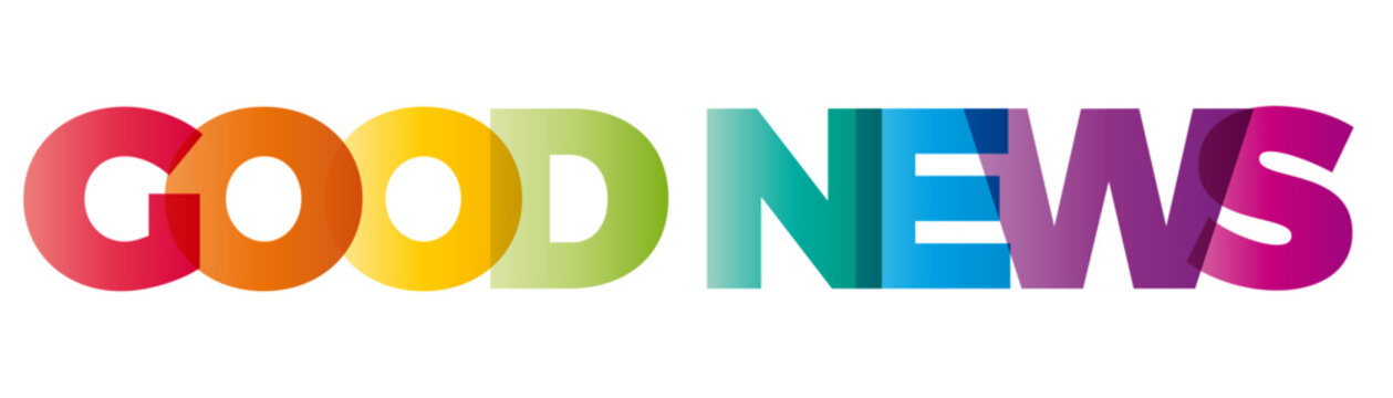 The word Good news. Vector banner with the text colored rainbow.