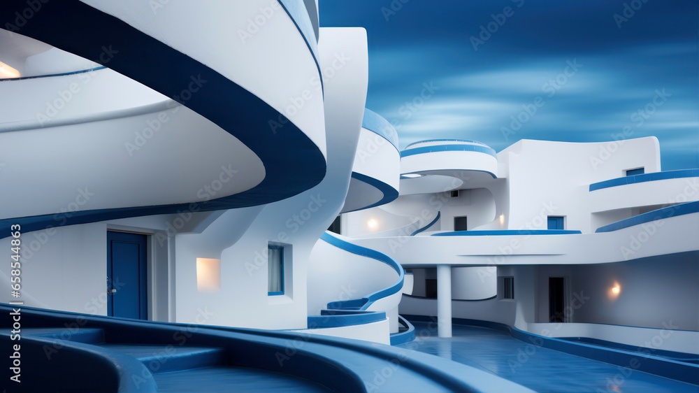 Aufkleber modern architecture with open space and blue sky background
