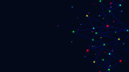 Abstract technology background with connecting the dots and lines. Global network connection, internet technology and digital communication concept