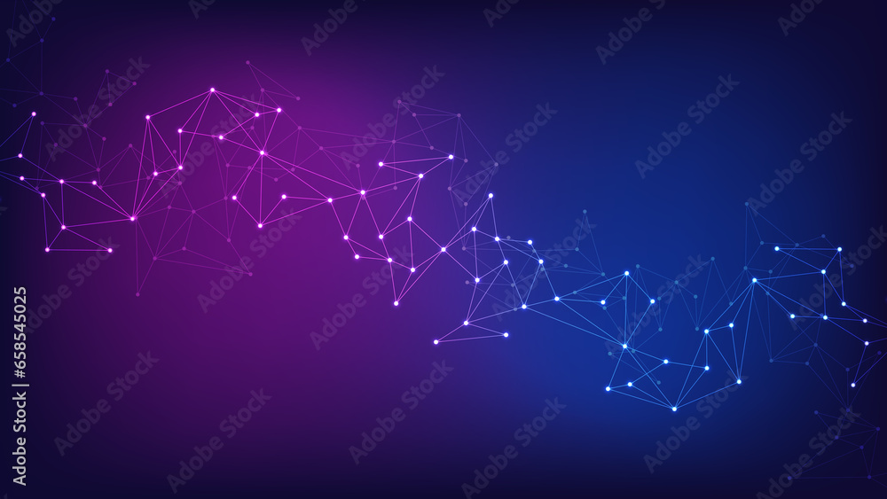 Wall mural abstract technology background with connecting the dots and lines. global network connection, intern