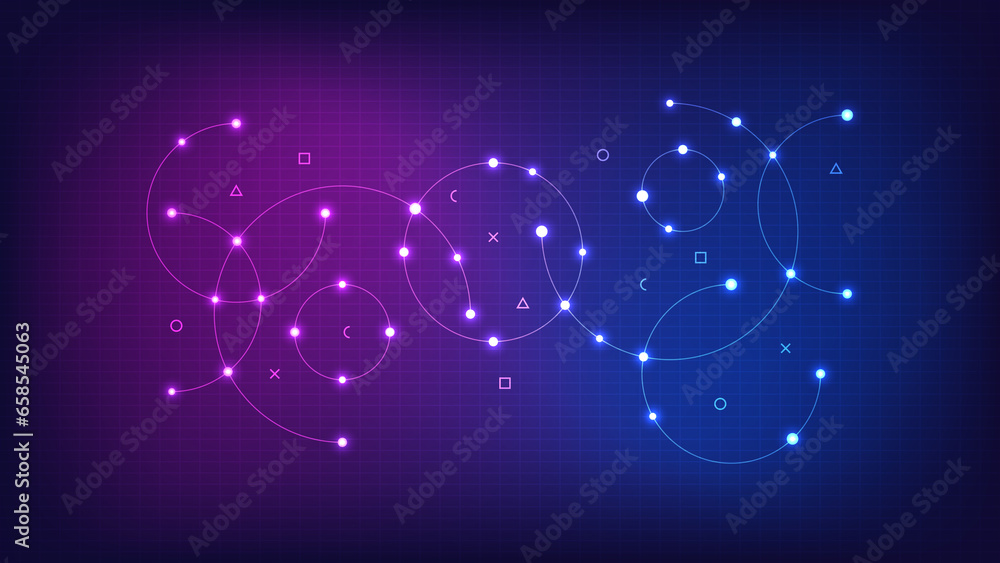 Poster abstract geometric background with plexus circles. illustration of minimalistic design