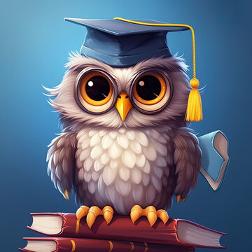 owl teacher with books, generative ai