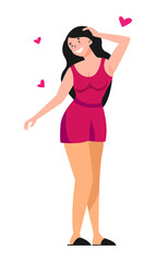 Beautiful girl cartoon in shorts clothes 