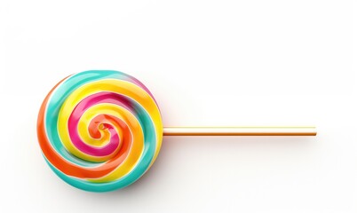Sweet tasty colorful lollipop on a white background. Generative AI.