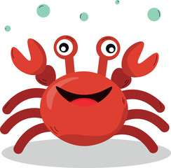 a cartoon crab with big eyes and bubbles