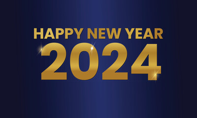 2024 golden text new year greeting banner with sparkle effect