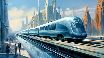 Naklejka premium Bullet train in motion blur