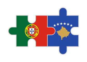 puzzle pieces of portugal and kosovo flags. vector illustration isolated on white background