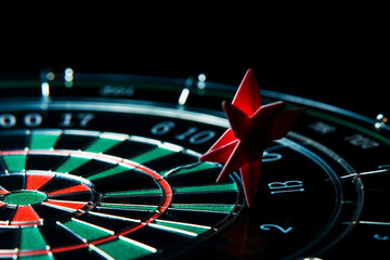Business success is within reach with this image of a dart hitting the bullseye. Use it to illustrate determination, accuracy, and the path to reaching your objectives