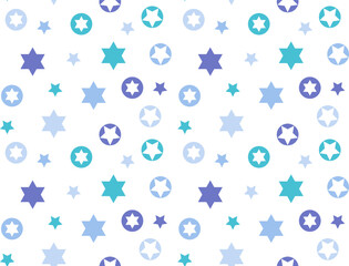 seamless geometric pattern in blue tones from different stars