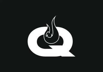 Initial Q for Fire Logo Design Vector