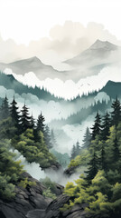 Fototapeta premium landscape with fog