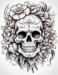 skull with roses