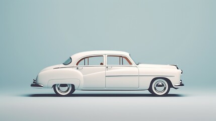 A side shot of a white car.