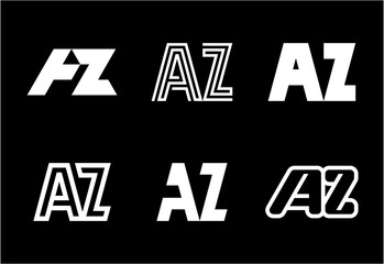 Set of letter AZ logos. Abstract logos collection with letters. Geometrical abstract logos