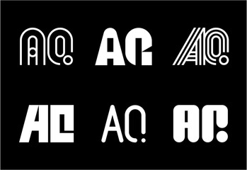 Set of letter AQ logos. Abstract logos collection with letters. Geometrical abstract logos