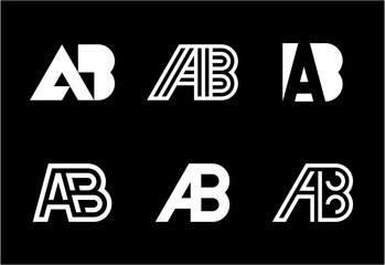 Set of letter AB logos. Abstract logos collection with letters. Geometrical abstract logos