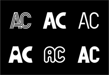 Set of letter AC logos. Abstract logos collection with letters. Geometrical abstract logos