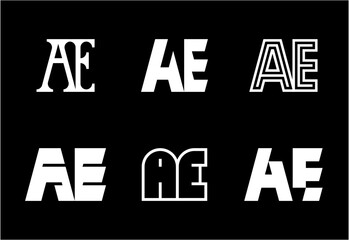 Set of letter AE logos. Abstract logos collection with letters. Geometrical abstract logos