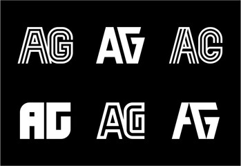 Set of letter AG logos. Abstract logos collection with letters. Geometrical abstract logos