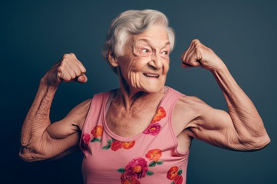 Strong senior woman. Healthy muscle. Generate Ai
