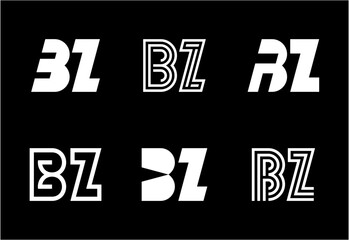 Set of letter BZ logos. Abstract logos collection with letters. Geometrical abstract logos