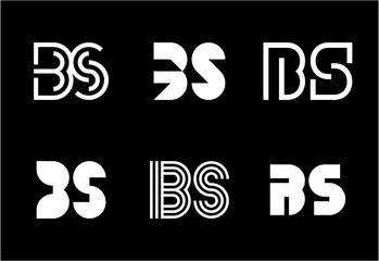 Set of letter BS logos. Abstract logos collection with letters. Geometrical abstract logos