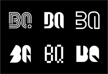 Set of letter BQ logos. Abstract logos collection with letters. Geometrical abstract logos